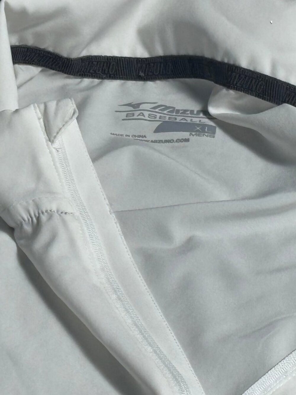 Mizuno Baseball Shirt XL White Gray Short Sleeve Half Zip